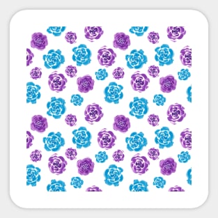 Blue and Purple Roses Pattern Sticker